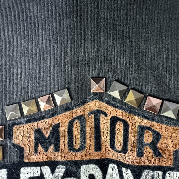 Harley Davidson Hoodie Sweatshirt Womens Large Black Full Zip Studded Logo Biker - Picture 7 of 7